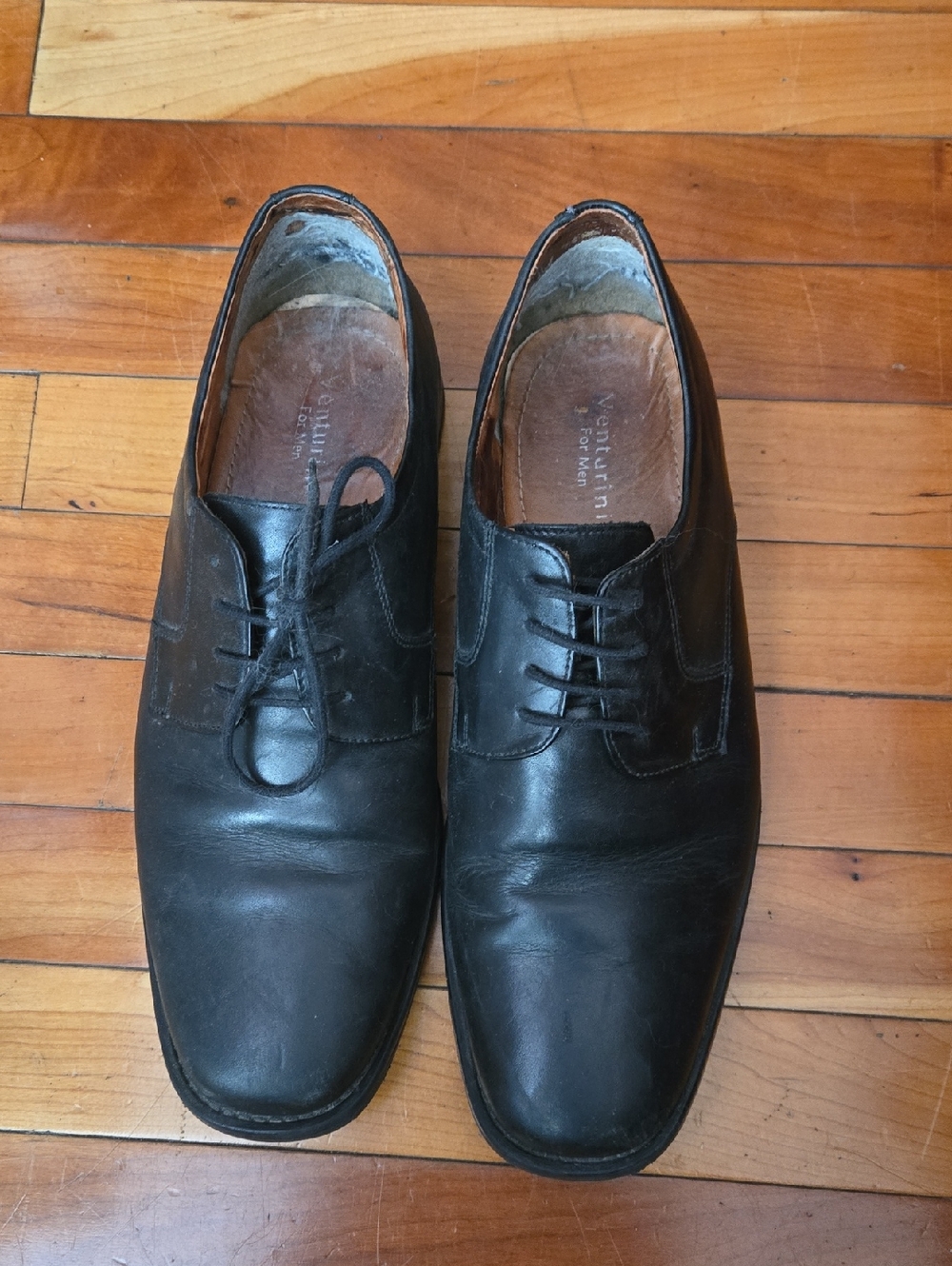 Men's Black Leather Derby Shoes - Versatile Lace-Up Dress Oxfords. 43 E/10 wide